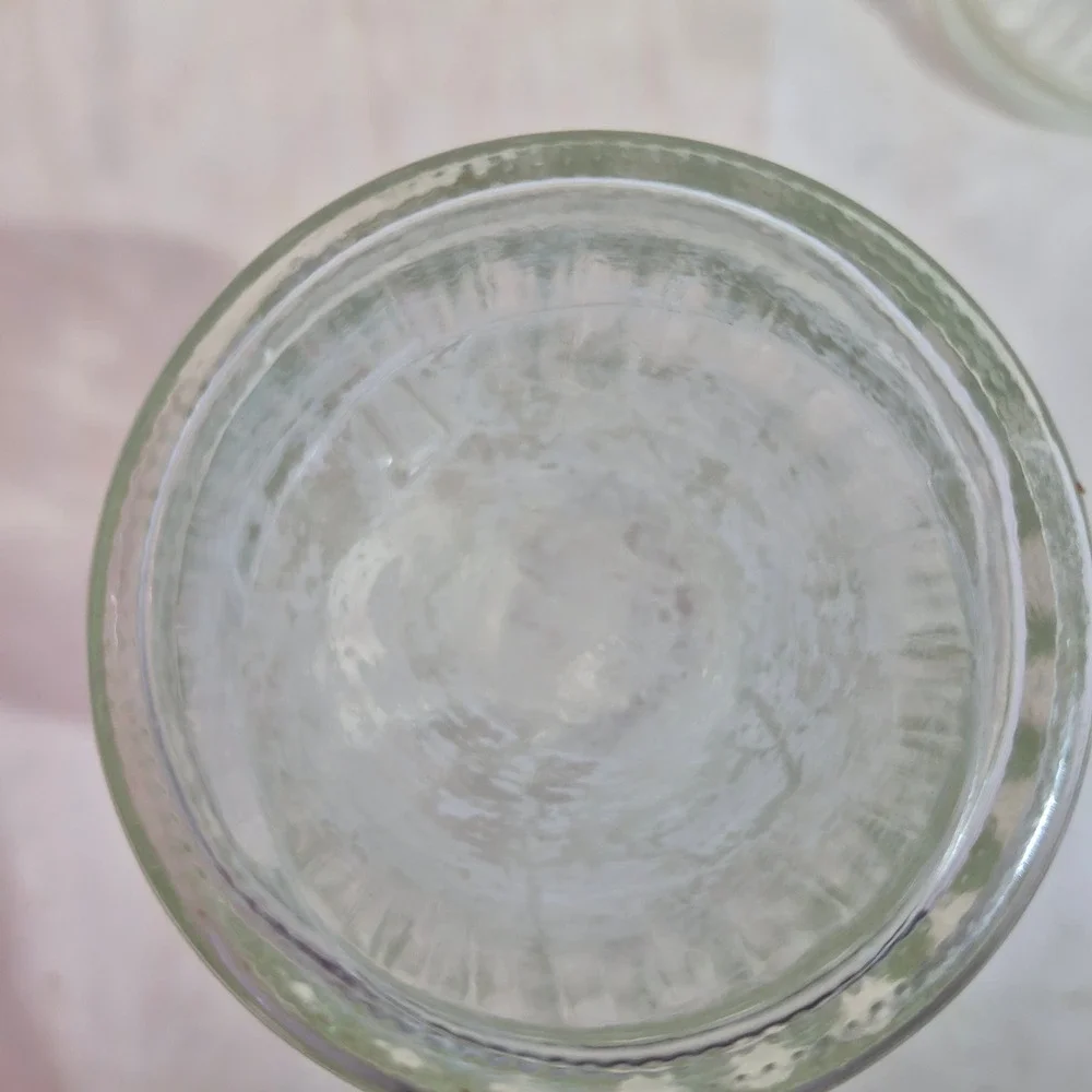 Vintage Ribbed Glass Tumblers Set of 4 Clear Fluted Drinking Glasses 5.5 Inch
